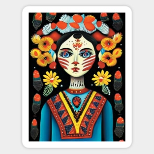 Girl with flowers Sticker